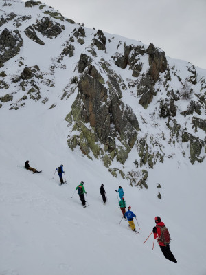 Dans la combe de la Pendant en hp, on prend de la pente