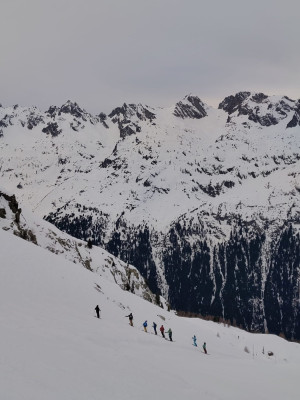 Dans la combe de la Pendant en hp, et on travaille dans des champs de mines